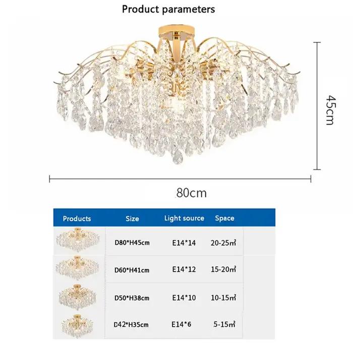 Plafonniers français luxe cristal suspension pour le salon LED Lustre intérieur décoration de la maison