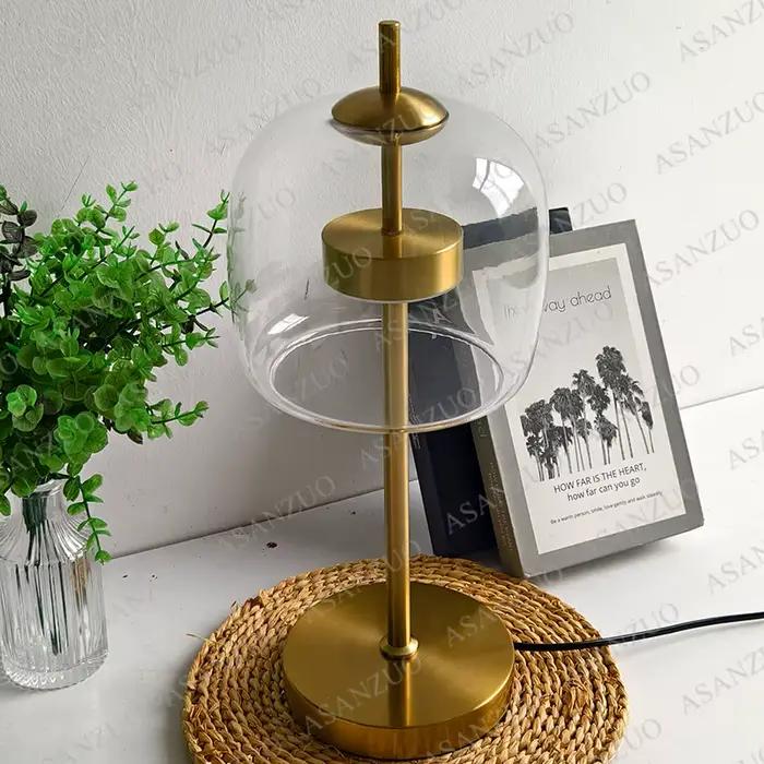 ASANZUO fumée gris verre lampes de Table moderne salon chambre chevet petite lampe de bureau décor intérieur ambre