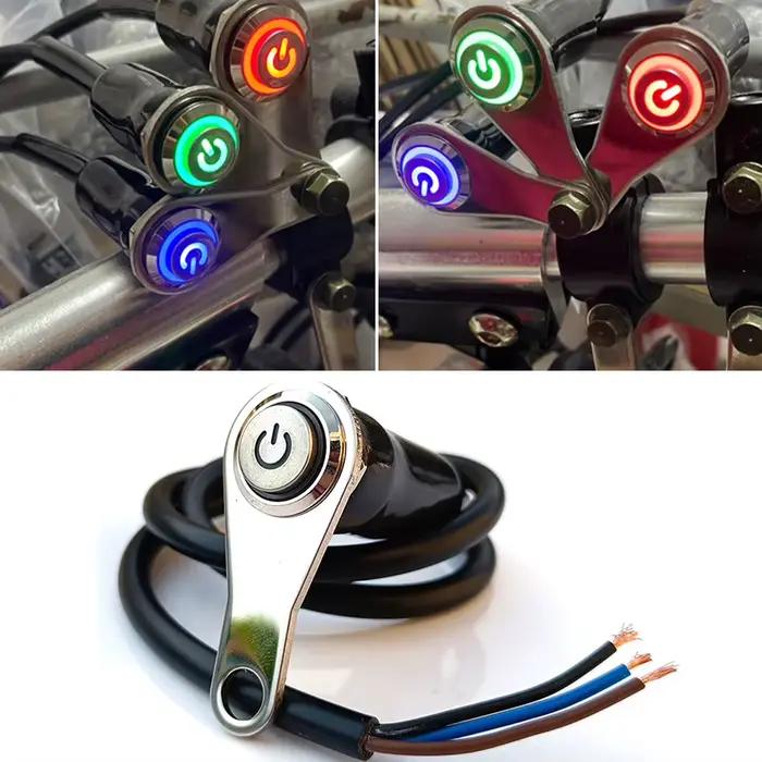 LED interrupteur marche + arrêt guidon montage en alliage d'aluminium étanche 12V antibrouillard lampes moto klaxon bouton poussoir interrupteur