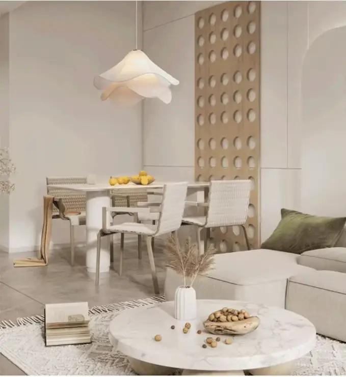 Lampe suspendue moderne LED minimaliste en tissu blanc