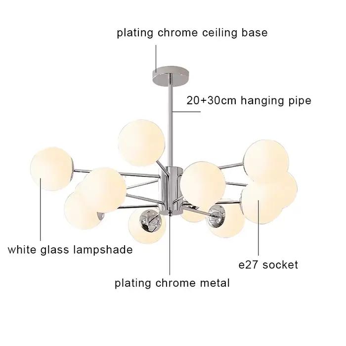 Plafonnier LED en Forme de Boule de Verre au Design Moderne Chromé