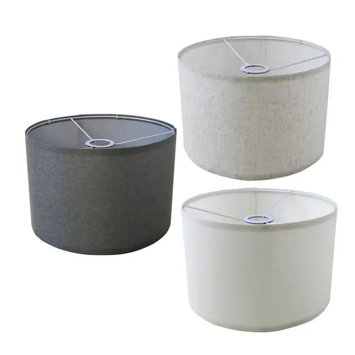 Abat-jour à tambour rond en tissu de lin naturel pour lampes de table et lampadaires en style contemporain gris à offrir pour maison ou bureau occasions spéciales