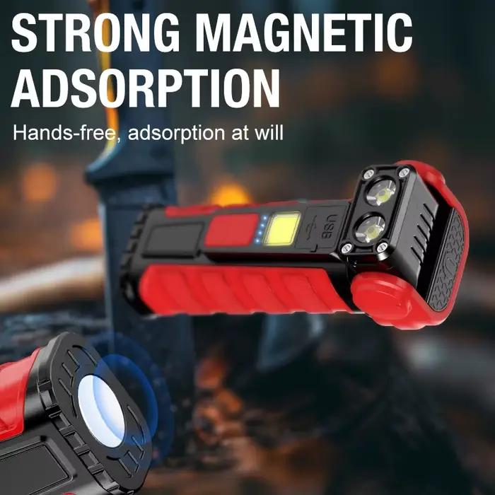 Lampe de poche Portable haute puissance, lampe de travail multifonctionnelle avec Clip, torche de poche Super brillante, Mini porte-clés magnétique LED