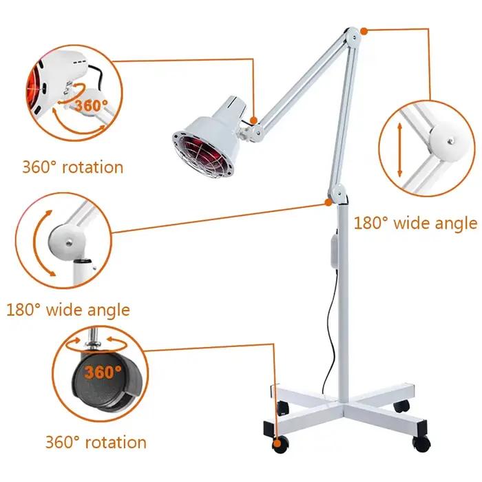 Lampe chauffante infrarouge lointain pour tout le corps Lampadaire réglable 275W soulage les douleurs articulaires musculaires favorise les soins de la peau