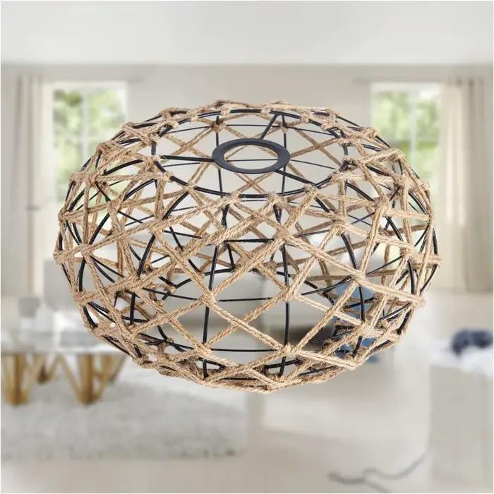 Lampe en cage en corde de chanvre tissée à la main de ferme