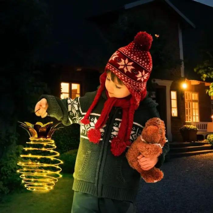 Lampes solaires ananas fer Art lanternes Led fil de cuivre cordes lumineuses extérieur étanche jardin décoratif