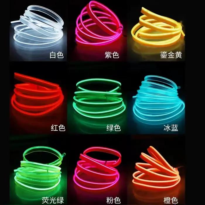 Bandes d'éclairage intérieur de voiture LED néon 10m/3m/5m, guirlande de bande LED automatique, câble métallique EL, lampe de décoration de voiture, Tube Flexible 12V