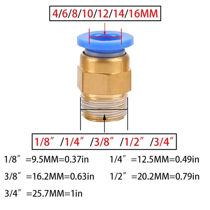 10 pièces connecteur d'air pneumatique raccord PC 4mm 6mm 8mm 10mm 12mm filetage 1/4 "1/8" 3/8 1/2 raccords de tuyaux connecteurs rapides de tuyaux