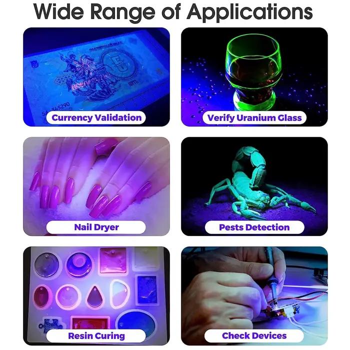 Lampe UV LED 395nm pour ongles, lumière ultraviolette, séchoir à ongles USB à clip, lumière noire, lampe de polymérisation UV pour le durcissement de la résine et le nail art