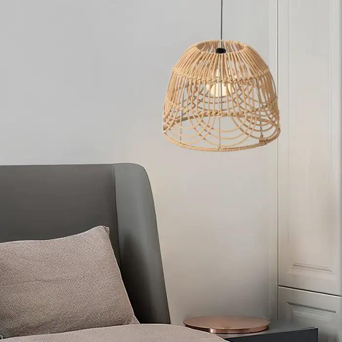 Abat-jour en rotin tissé à la main rétro pour lampe suspension lustre chandelier salon chambre hôtel salon de thé occaSIONS SPECIALES