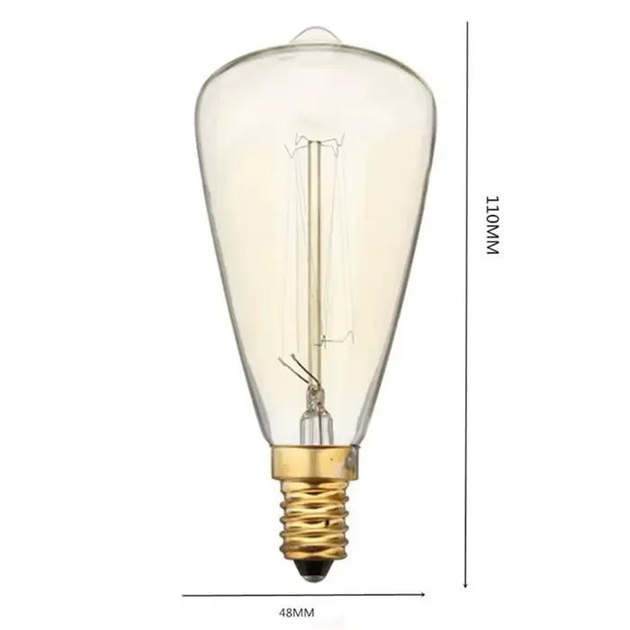 Ampoule lampe Reproduction Edison 40 watts E14 ST48 Dimmable à incandescence Vintage
