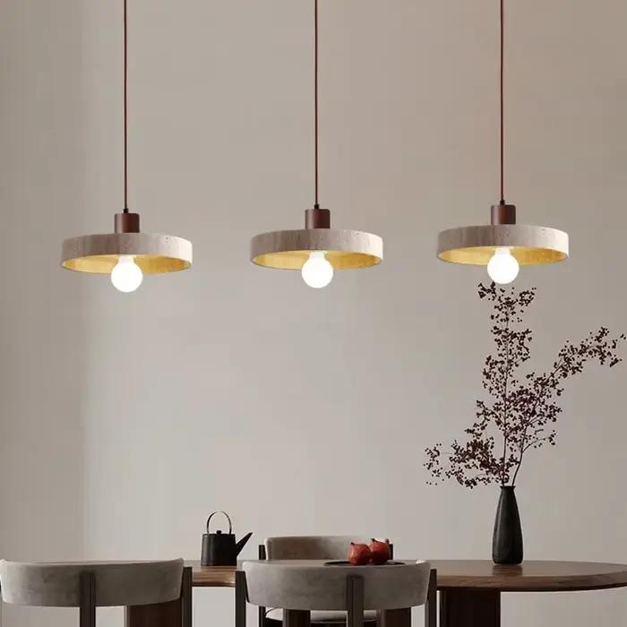 Lampe suspendue en travertin jaune naturel avec ampoule E27