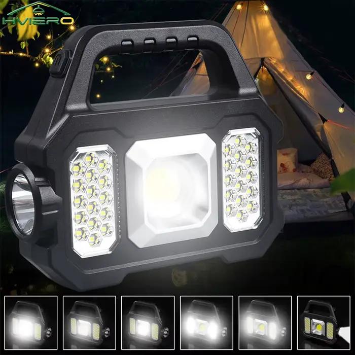 Lampe de poche multifonctionnelle d'extérieur, étanche, solaire, Rechargeable, projecteur, transportant un trésor d'équitation de nuit, lampe à main Cob solide