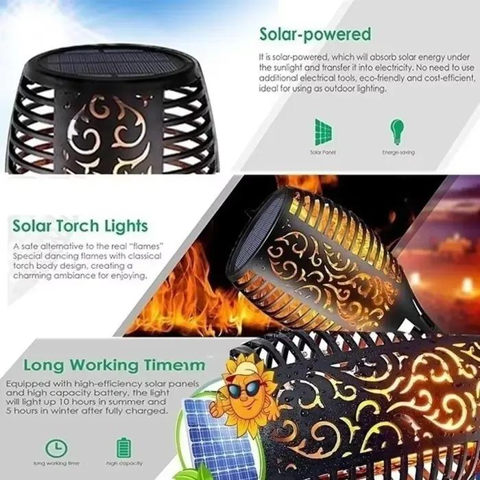 1/2/4/6/8/10 pièces torche à flamme solaire lumières lumière scintillante étanche décoration de jardin extérieur pelouse chemin cour Patio lampadaires