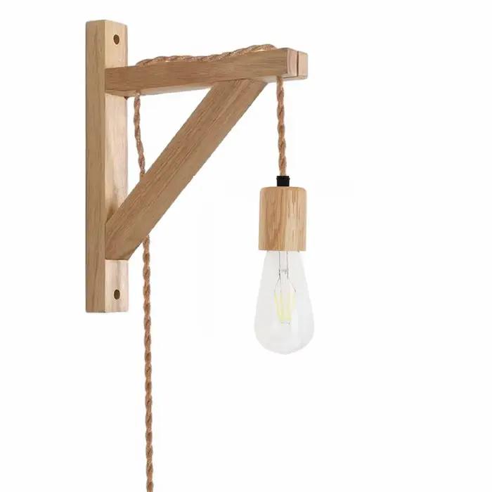 Lampe de confrontation en bois moderne avec tissu vintage