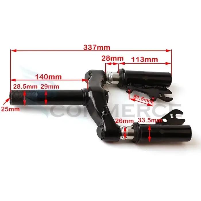 Fourche à Suspension Avant de 10 Pouces pour Disque de Frein, Support en Acier, Alliage, Moto, VTT, Vélo, Scooter Électrique, Tube de Choc