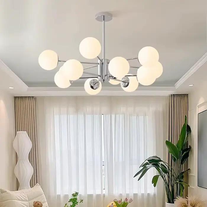 Plafonnier LED en Forme de Boule de Verre au Design Moderne Chromé