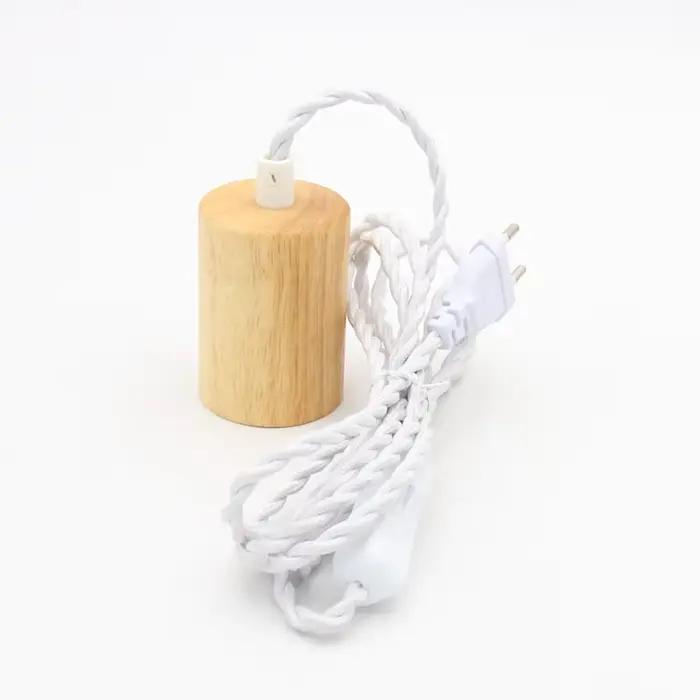 Lampe de confrontation en bois moderne avec tissu vintage