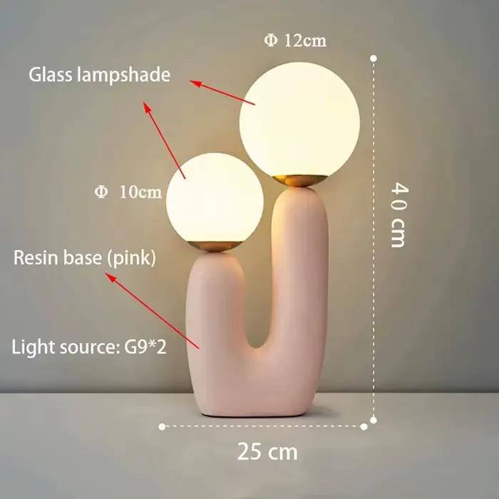 Lampe de table à double extrémité en résine artistique