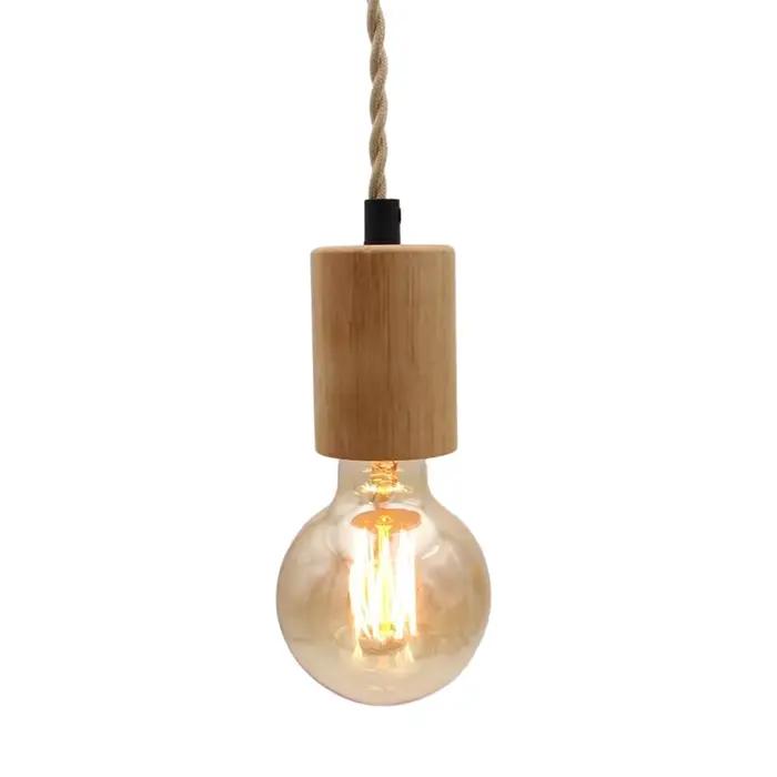 Lampe de confrontation en bois moderne avec tissu vintage