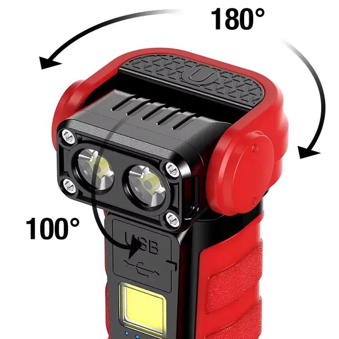 Lampe de poche Portable haute puissance, lampe de travail multifonctionnelle avec Clip, torche de poche Super brillante, Mini porte-clés magnétique LED