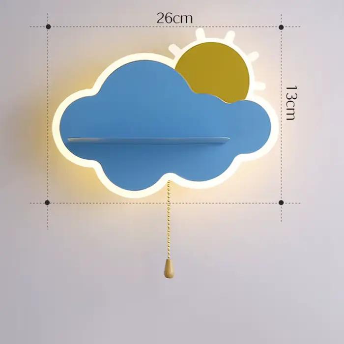 Nuage soleil étagère mur LED lampe chambre enfants chambre décoration nuit créative minimaliste applique murale enfants intérieur bébé chambre lumière