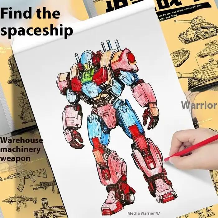 Livre de dessin de personnages d'anime, 48 pages, livre de croquis simple avec contours dessinés à la main pour débutants, pratique de leçons de dessin et de peinture