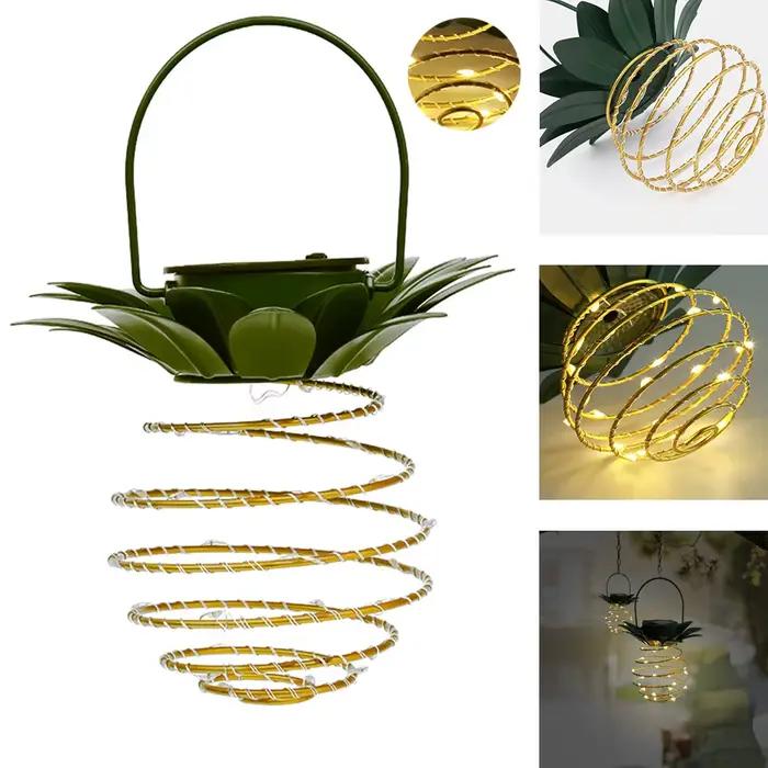 Lampes solaires ananas fer Art lanternes Led fil de cuivre cordes lumineuses extérieur étanche jardin décoratif