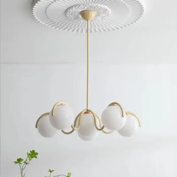 Moderne créatif LED plafond lustre lampe Design rond verre Suspension pendentif lumière décor à la maison articles pour salon chambre