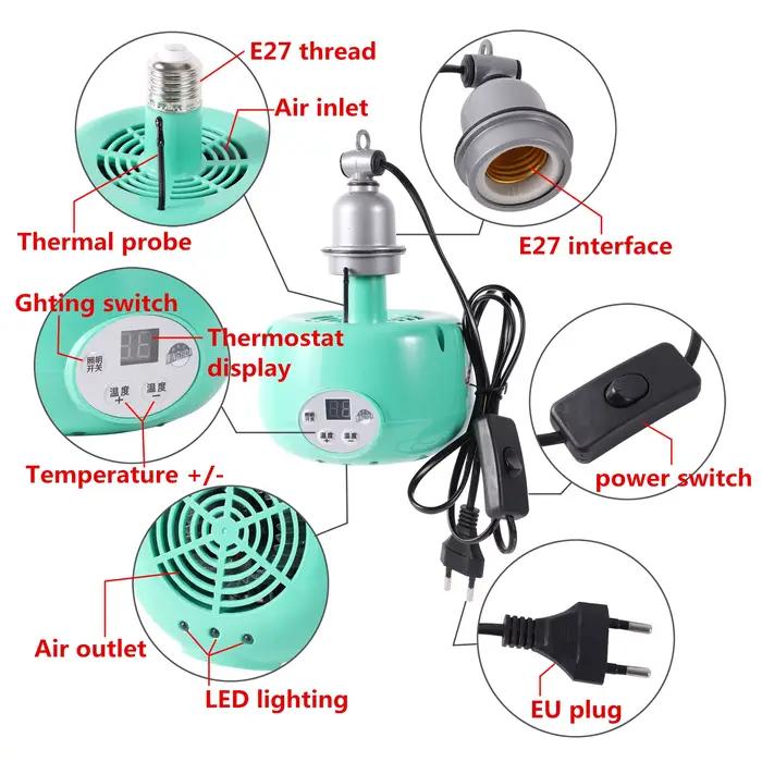 Lampe chauffante pour animaux de compagnie, lumière chaude pour poulet, régulateur de température thermostatique, boîte pour Reptile, lampe chauffante 220V 300W
