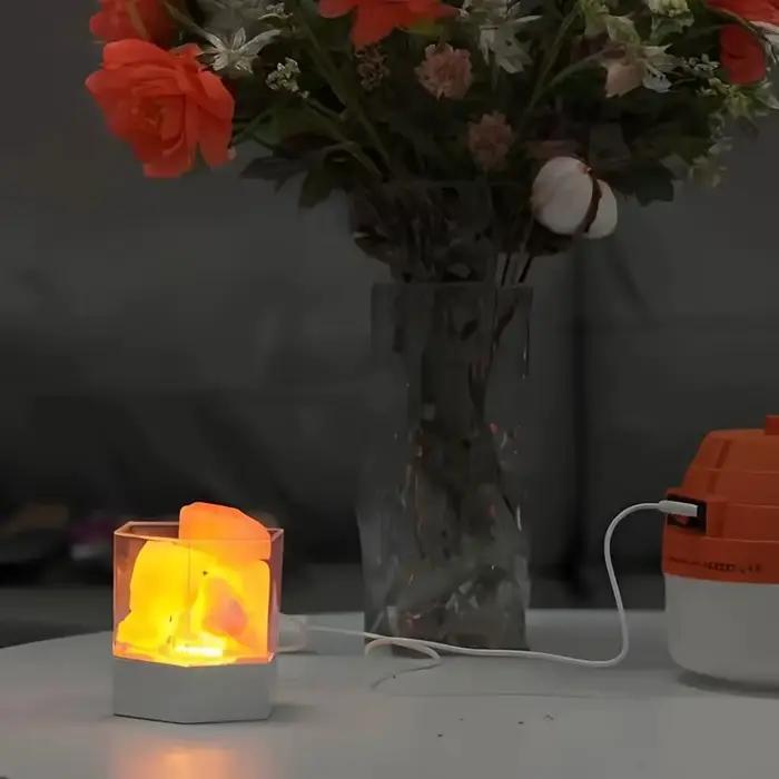 Lampe en pierre de sel LED, lampe de nuit en cristal faite à la main, petite lampe de table, idéale pour la salle de yoga, la méditation, la chambre à coucher, le salon, la décoration