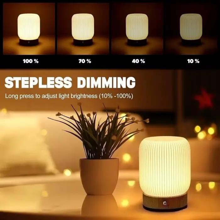 Grain de bois tactile veilleuse Pat lampe de Table chambre