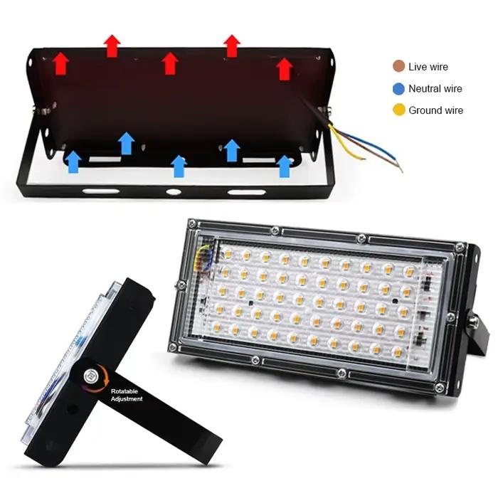 LED grandir lumière Phyto lampe AC 220V 50W LED spectre complet projecteur intérieur extérieur serre plante hydroponique plante projecteur
