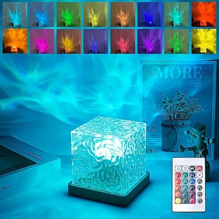 Lampe LED ondulée avec projecteur de galaxie, veilleuse avec télécommande, alimentée par USB, lumière d'ambiance, parfaite pour la décoration de la pièce de la maison