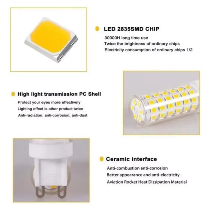 Ampoule LED G9 en céramique SMD2835 pour éclairage intérieur et extérieur blanc chaud ou froid 3W 5W 7W énergie économique美好生活,从LED G9陶瓷灯泡开始。无论是温暖的还是冷光,无论是室内还是室外,这款灯泡都能为您带来高效节能和优质照明体验。选择它,为您的生活空间增添一份独特的光芒。