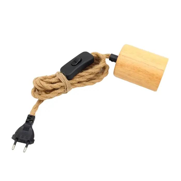 Lampe de confrontation en bois moderne avec tissu vintage
