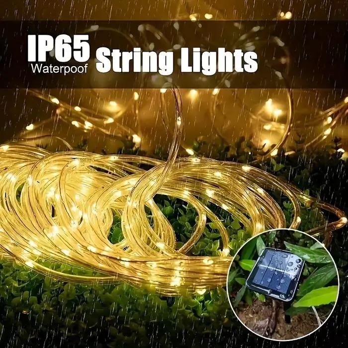 Guirlande lumineuse solaire LED pour jardin, lampe tubulaire étanche, guirlande de Noël, lumières féériques pour décoration extérieure de maison et de vacances