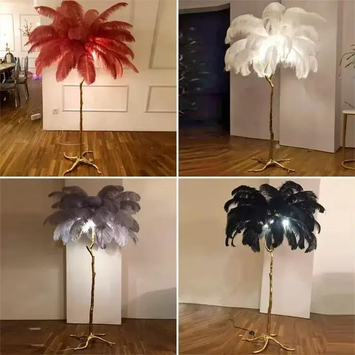 Lampadaire moderne de luxe en plumes d'autruche