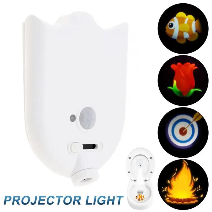 Capteur de mouvement LED rétro-éclairage lampe de Projection de toilette toilette créative Mini lampe de nuit cuvette de toilette siège capteur lampe d'éclairage