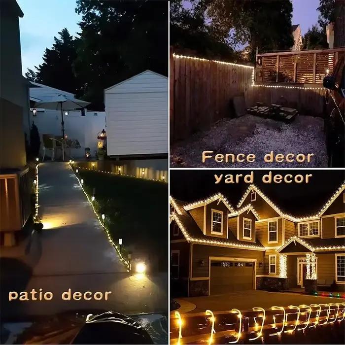 Guirlande lumineuse solaire LED pour jardin, lampe tubulaire étanche, guirlande de Noël, lumières féériques pour décoration extérieure de maison et de vacances
