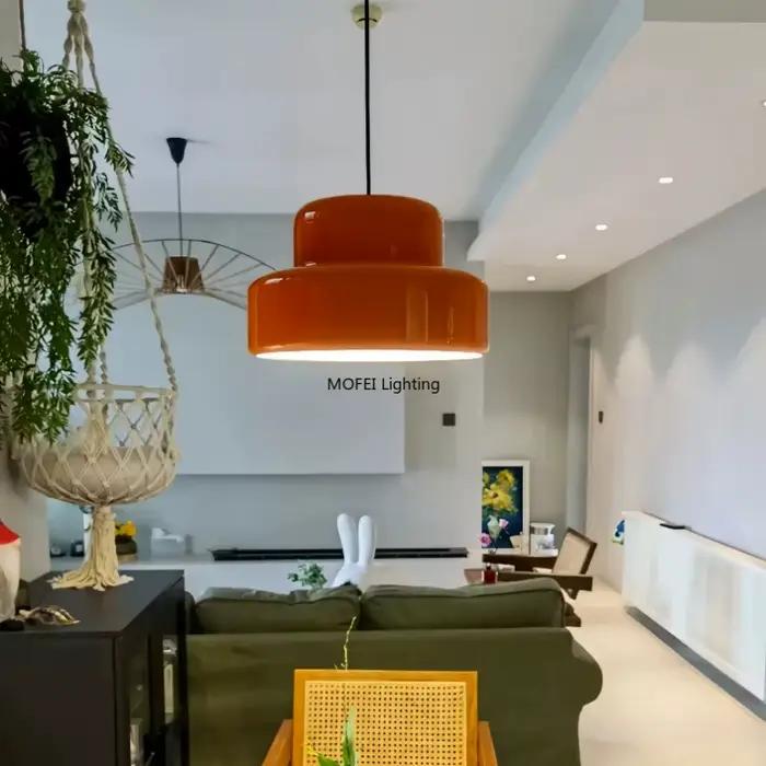Nordique Orange minimalisme moderne verre suspension salle à manger