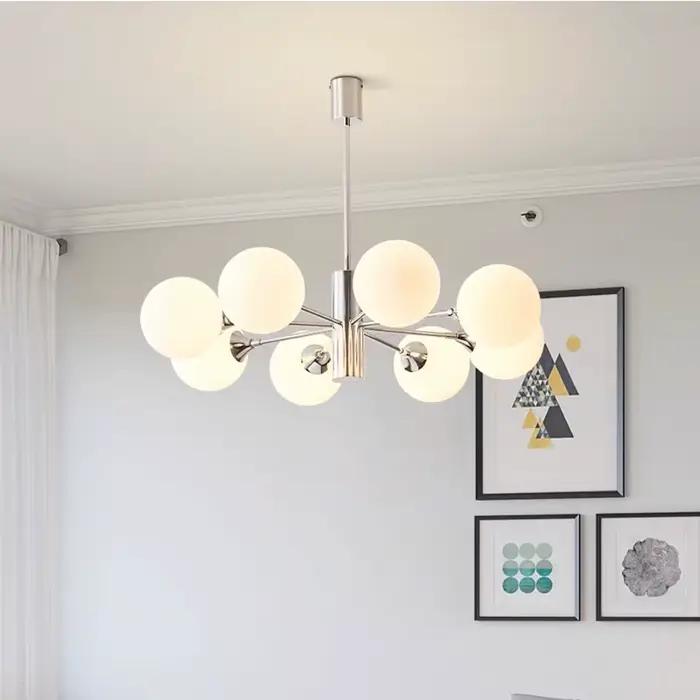 Plafonnier LED en Forme de Boule de Verre au Design Moderne Chromé