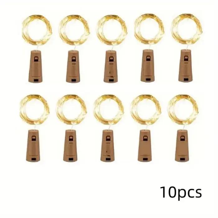 Lot de 2/5/10 lampes bouchon de bouteille de vin 2M20LED blanc chaud, idéales pour les fêtes, mariages, maison, chambre, intérieur, décoration de fête
