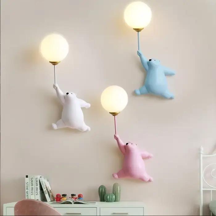 Dessin animé ours polaire LED applique lumière créative éclairage Mural Lampe murale pour famille thème hôtel enfant enfants chambre appliques