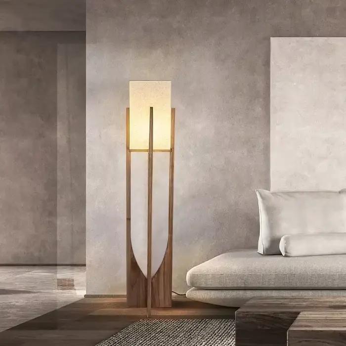 Lampadaire moderne nordique lampe sur pied japonaise en bois massif pour salon chambre hôtel