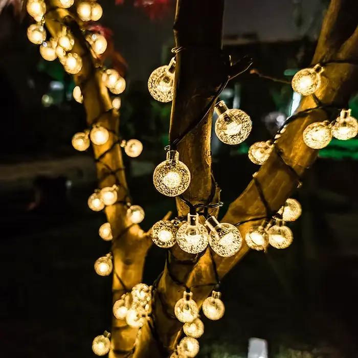 Boule à bulles solaire lampe chaîne lumières gouttes d'eau en plein air étanche orbe