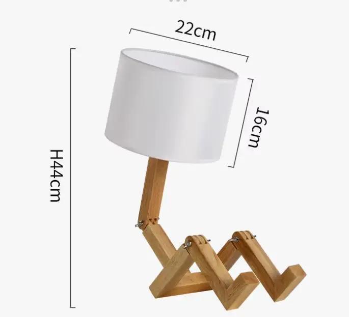 Lampe de Table créative en forme de Robot en bois