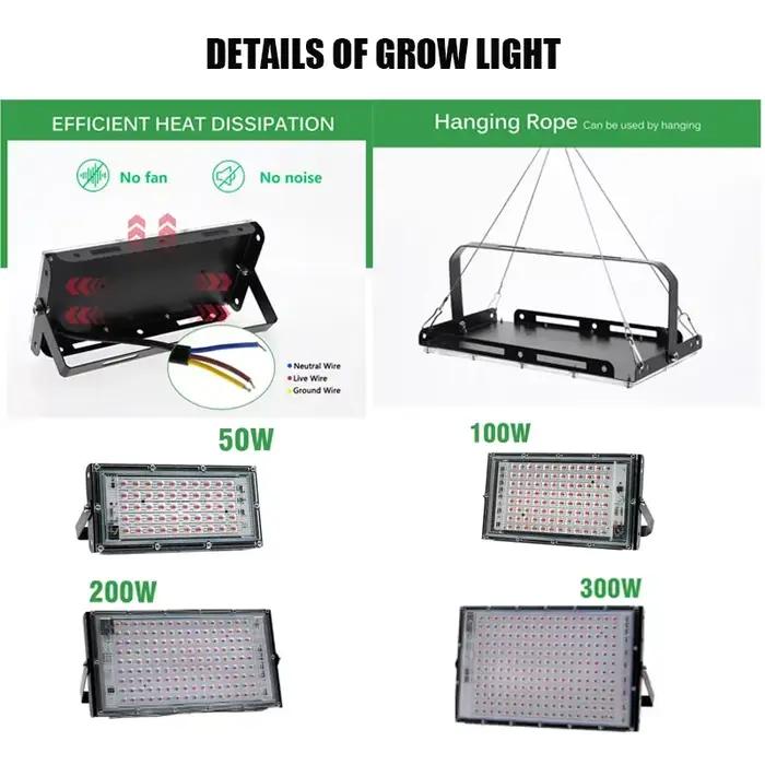 Lampe de culture LED 50W 100W 200W 300W, lampe UV pour plantes, 220V, culture intérieure, spectre complet, phytolampes pour semis, légumes et fleurs