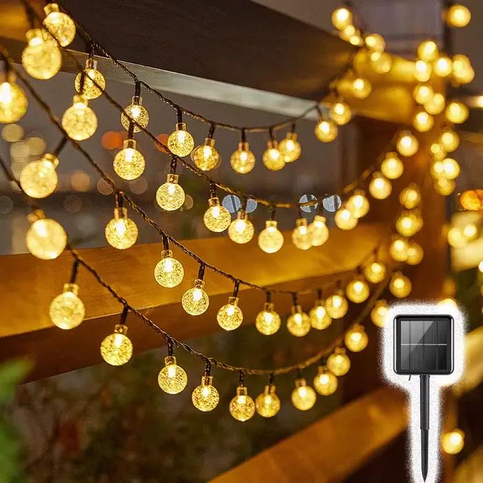 Boule à bulles solaire lampe chaîne lumières gouttes d'eau en plein air étanche orbe