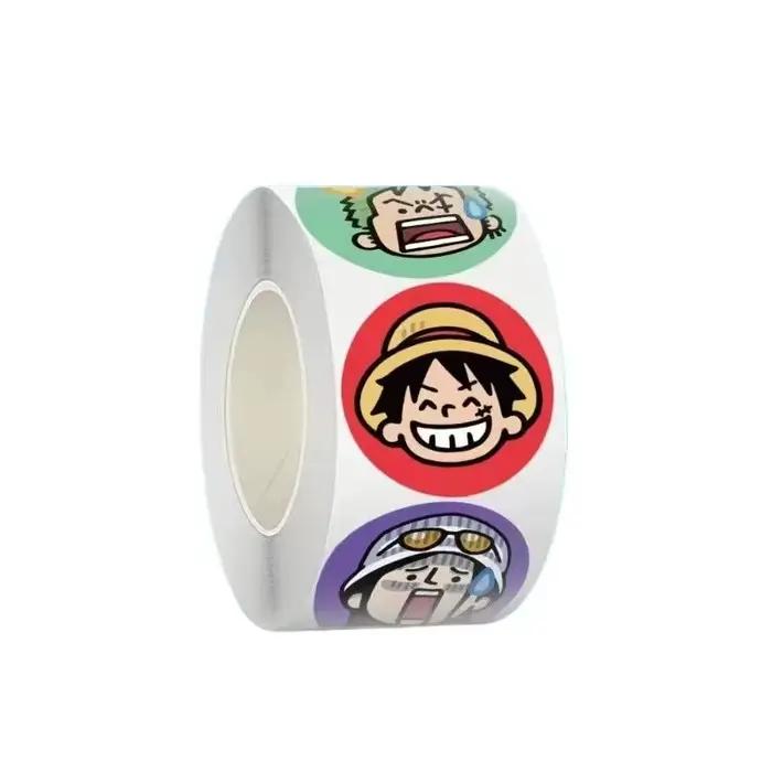 Nouvel autocollant One Piece Luffy grande tête, dessin animé, haute valeur esthétique, pour bricolage anime, étiquette de scellage ronde pour carnet, autocollant auto-adhésif